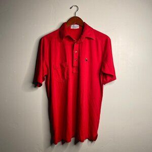 70s vintage red polo tag a size large 50% polyester 50% cotton